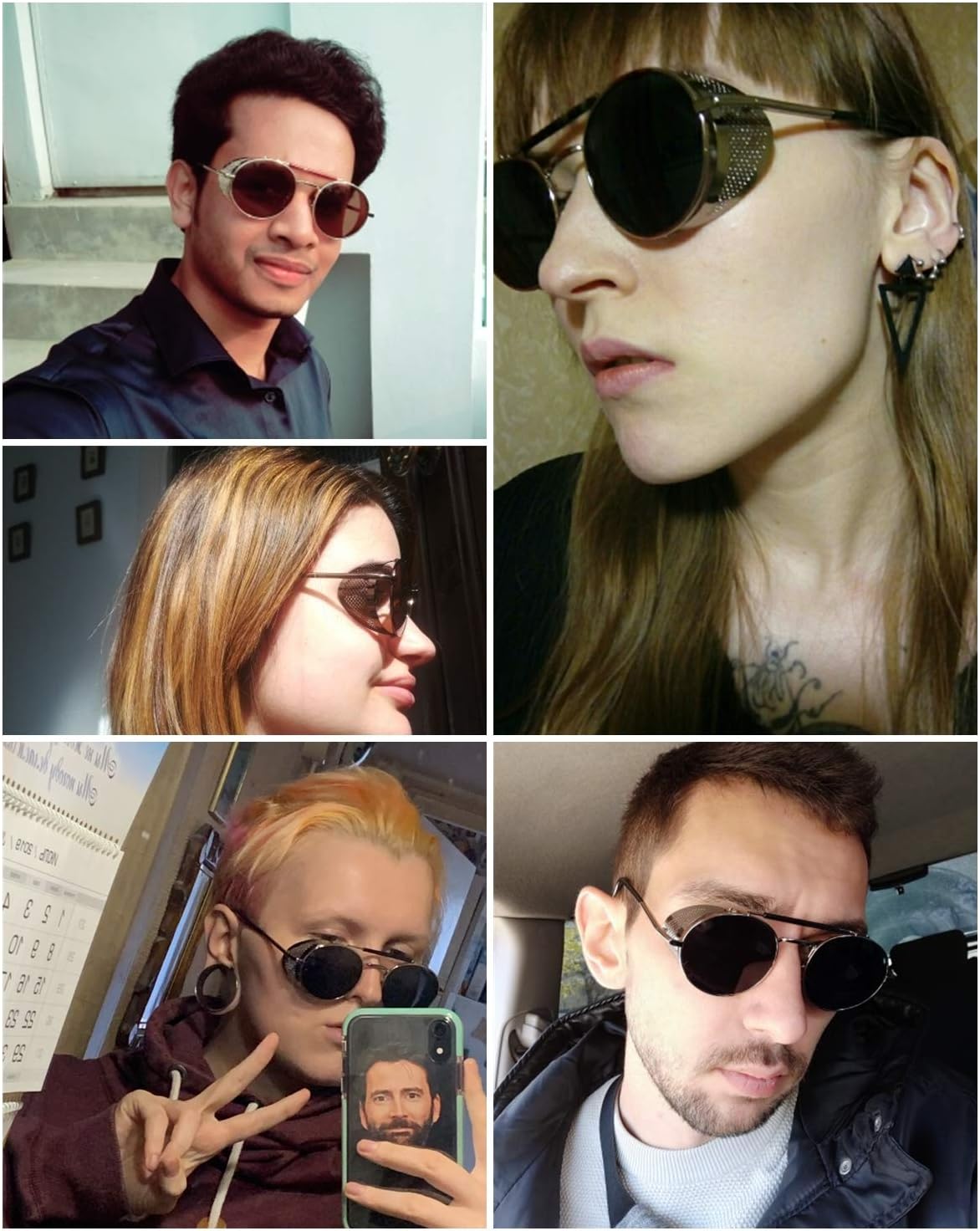 ÉÌƷͼƬ 8 | B09LYD9SW2 | FEISEDY Steam Punk Sunglasses for Men Women Side Shield Round Steampunk Vintage Glasses Shades B2518