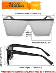 ÉÌƷͼƬ 55 | B09H6XXSDN | FEISEDY Oversized Sunglasses Mens Womens Flat Top Square Trendy Visor Shades UV400 B2470