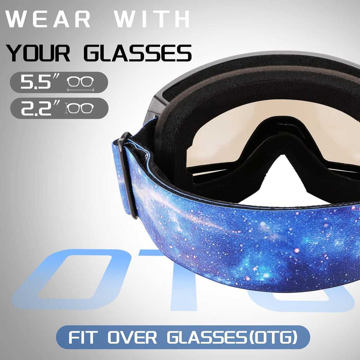 商品图片 77 | B0GHRB6WCQ | FEISEDY Ski Goggles, OTG Snow Sport Goggles for Adult Youth, Anti-Fog UV400 Protection Bendable Dual-Lenses B2961