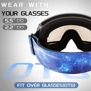 商品图片 77 | B0GHRB6WCQ | FEISEDY Ski Goggles, OTG Snow Sport Goggles for Adult Youth, Anti-Fog UV400 Protection Bendable Dual-Lenses B2961