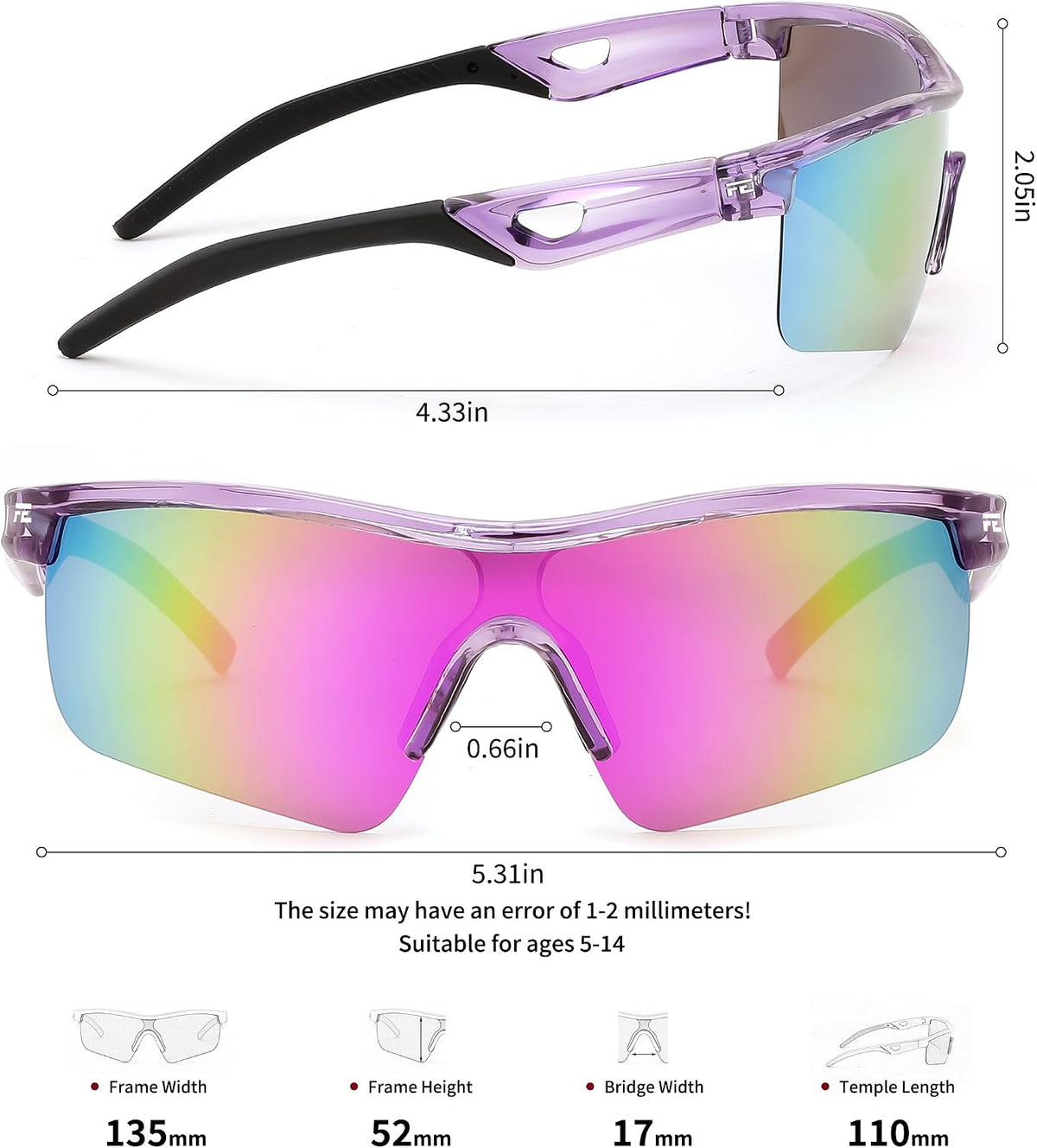ÉÌƷͼƬ 22 | B07JZ18KMZ | FEISEDY Kids Polarized Sports Sunglasses, TR90 UV400 Baseball Cycling