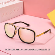 ÉÌƷͼƬ 34 | B0B681YMF5 | FEISEDY Retro Trendy Aviator Sunglasses Women Men Classic Vintage Square Sunglasses 70s Large Metal Shades B2321