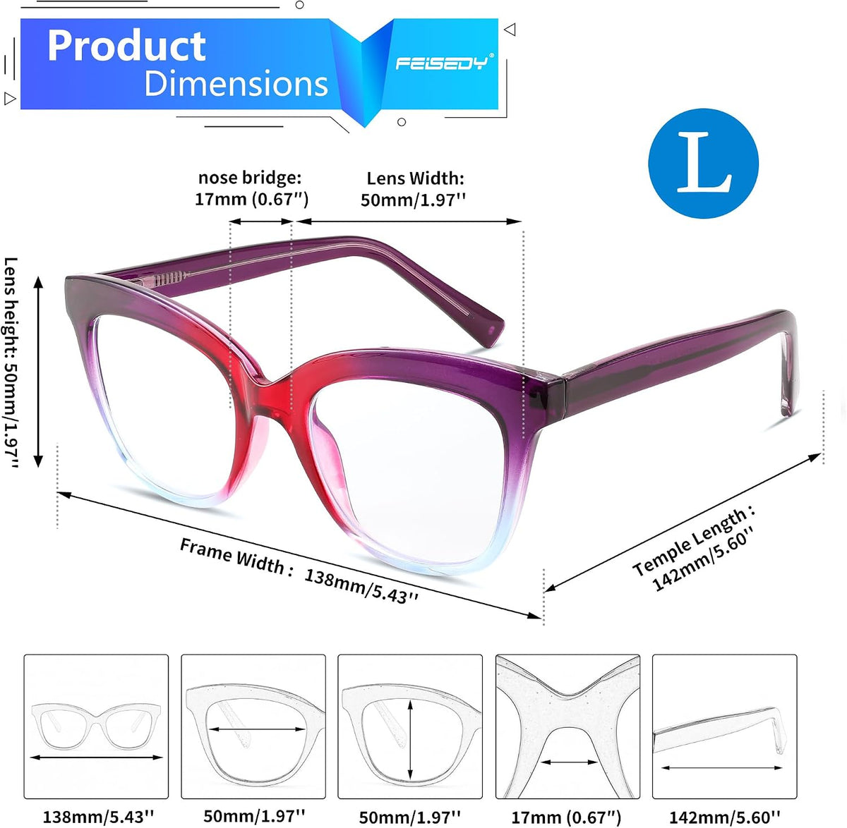 ÉÌƷͼƬ 3 | B0CNGMZZZX | FEISEDY Retro Square Reading Glasses Anti Glare Digital Blue Light Blocking Eyestrain for Women Reader B0058
