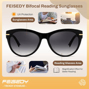 ÉÌƷͼƬ 3 | B0HDS914Y5 | FEISEDY Bifocal Sunglasses Reader Women Stylish Cat Eye Sun Readers B0392