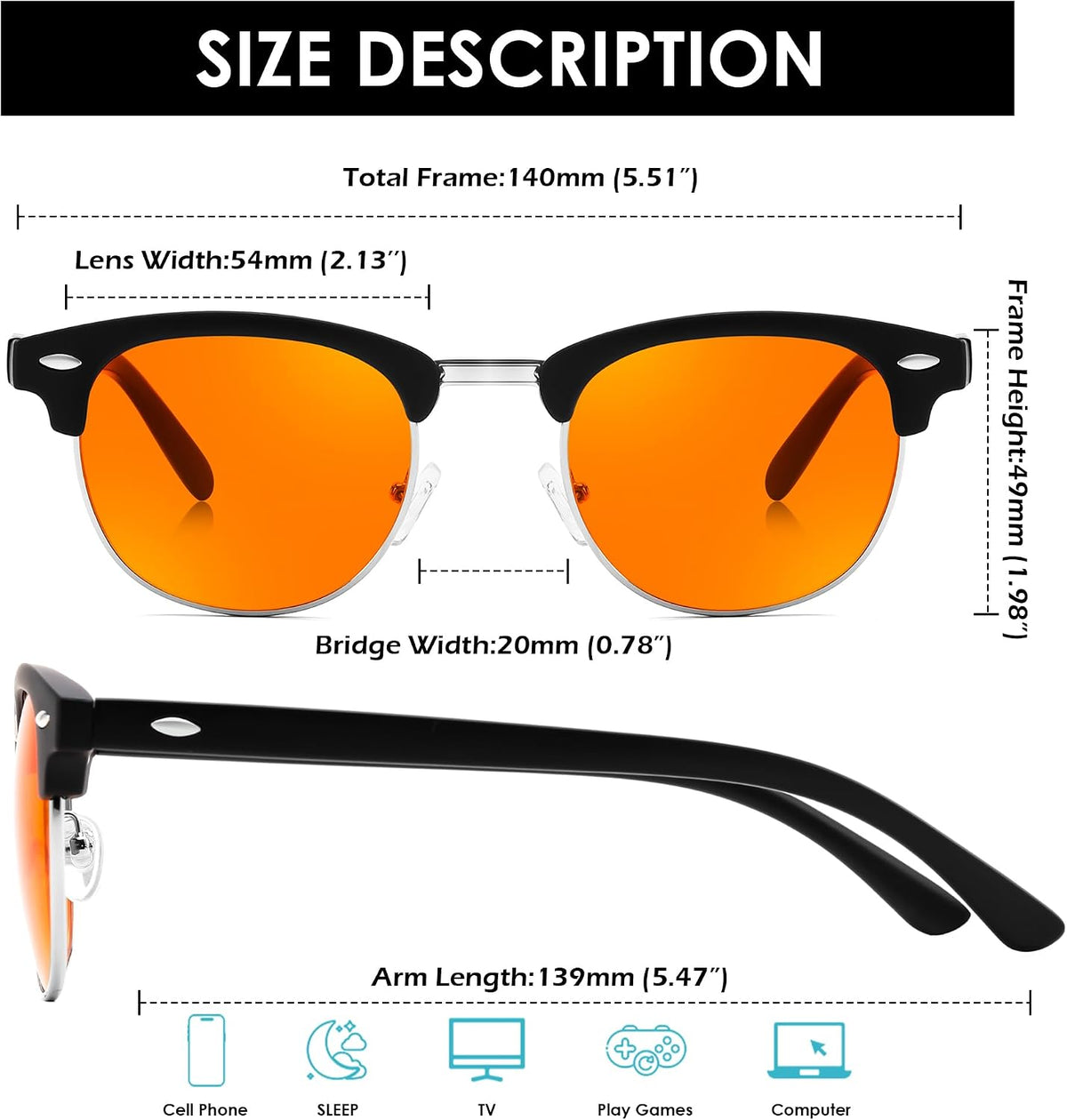 ÉÌƷͼƬ 13 | B0FQ5DRDJG | FEISEDY Orange Blue Light Blocking Glasses for Woman Men Amber Lenses Computer Gaming Glasses for Better Sleep
