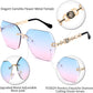 商品图片 65 | B083VRLS2Q | FEISEDY Classic Rimless Sunglasses Women Metal Frame Diamond Cutting Lens Sun Glasses B2567
