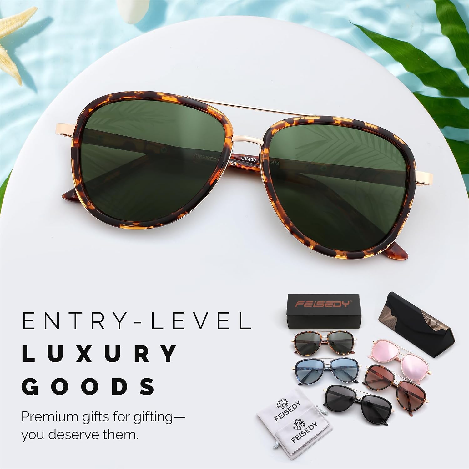 商品图片 25 | B0FPQ6L6K1 | FEISEDY Retro Polarized Aviator Sunglasses for Women Men B0259