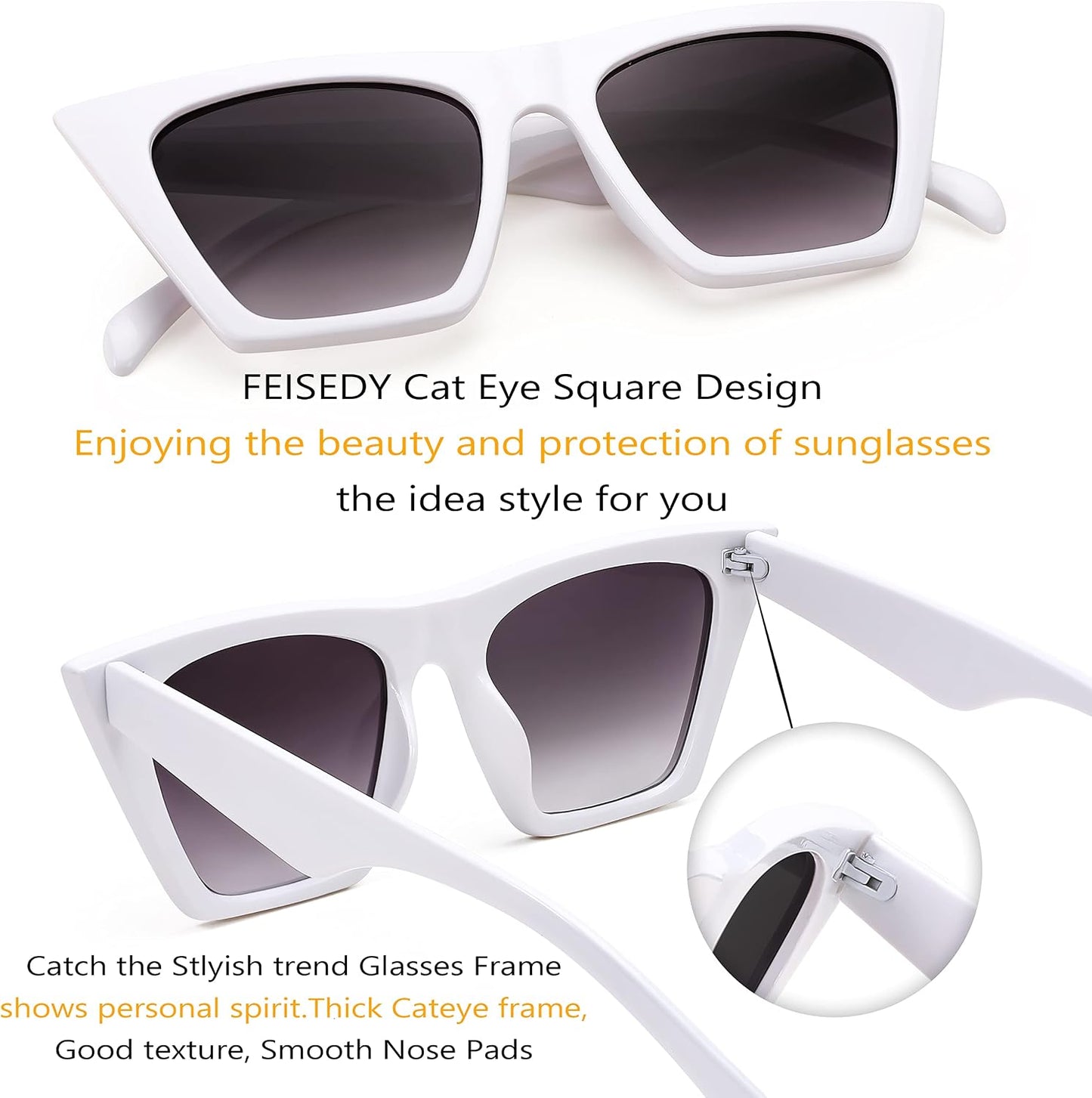 商品图片 52 | B0C5378735 | FEISEDY Vintage Square Cat Eye Sunglasses Women Trendy Cateye Sunglasses B2473