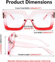 商品图片 19 | B0BZRTPH3F | FEISEDY Fashion Oversized Blue Light Glasses for Women Anti Fatigue Thick Square Computer Eyewear B2381
