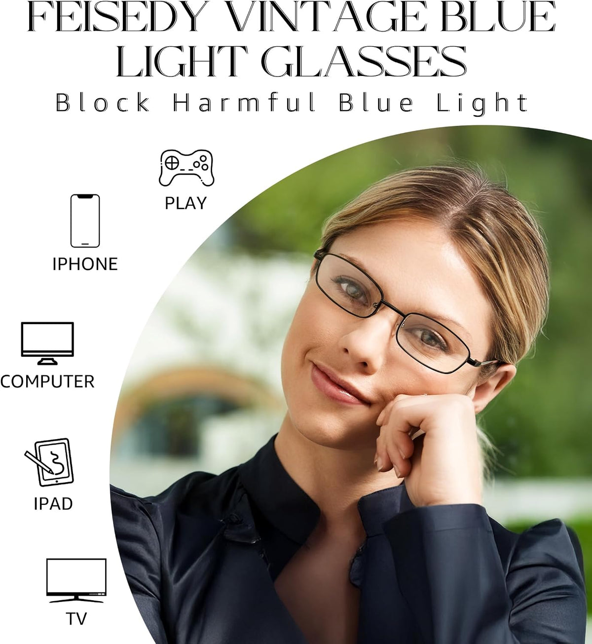 ÉÌƷͼƬ 17 | B0DQ3B3RQP | FEISEDY Vintage Blue Light Glasses for Women Metal Y2K Rectangle Glasses Gold Silver Fake Nerd Eyewear Frame B0271