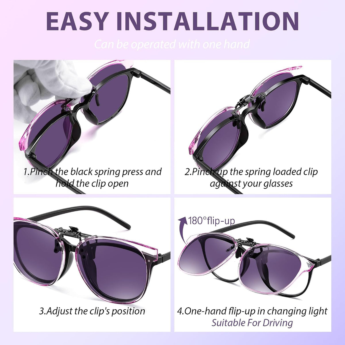 商品图片 26 | B0HDSX3PVB | FEISEDY Polarized Flip-Up Clip On Sunglasses Over Prescription B0486