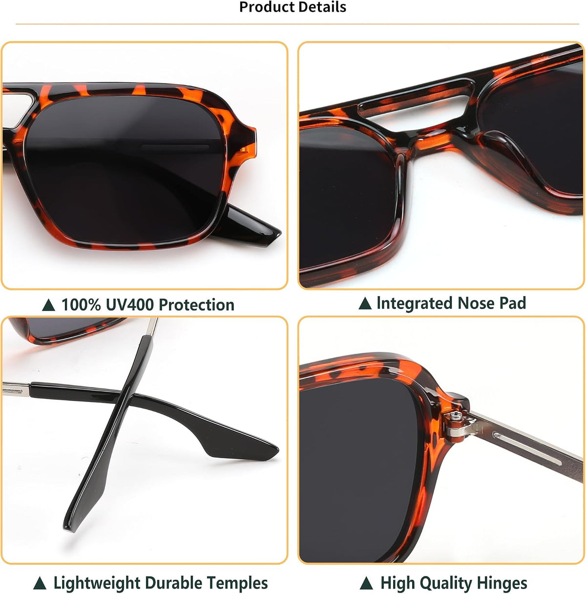 ÉÌƷͼƬ 16 | B0925V3NP4 | FEISEDY Vintage Square 70s Flat Aviator Sunglasses Women Men Metal Design Shades B2752