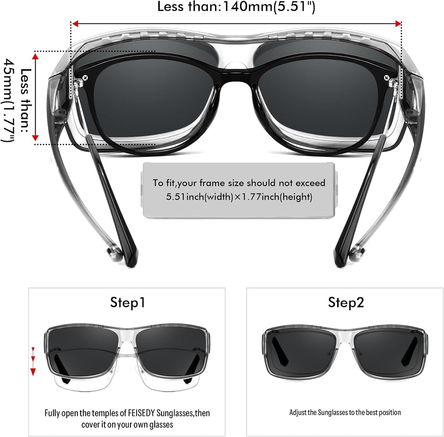 商品图片 7 | B0GR4T274K | FEISEDY Polarized Fit Over Glasses Sunglasses Driving Outdoors B0330