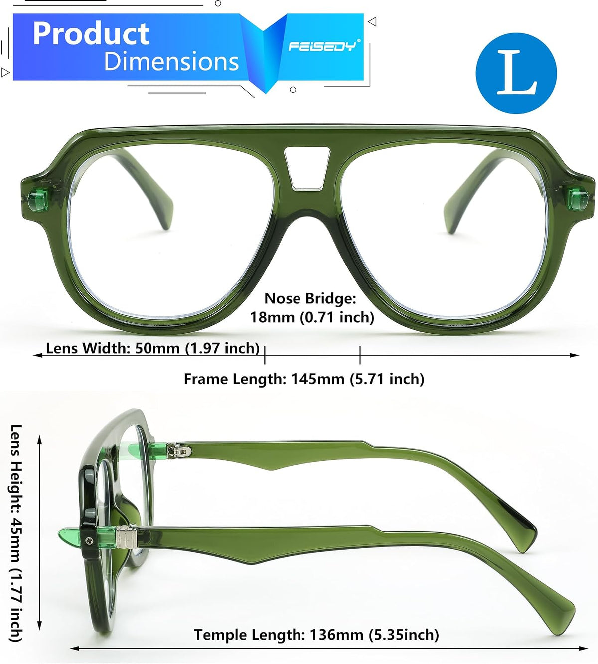 ÉÌƷͼƬ 7 | B0CFFB9X5W | FEISEDY Aviator Frame Glasses for Women Men Blue Light Blocking Glasses Anti Glare Computer Eyeglasses B0039