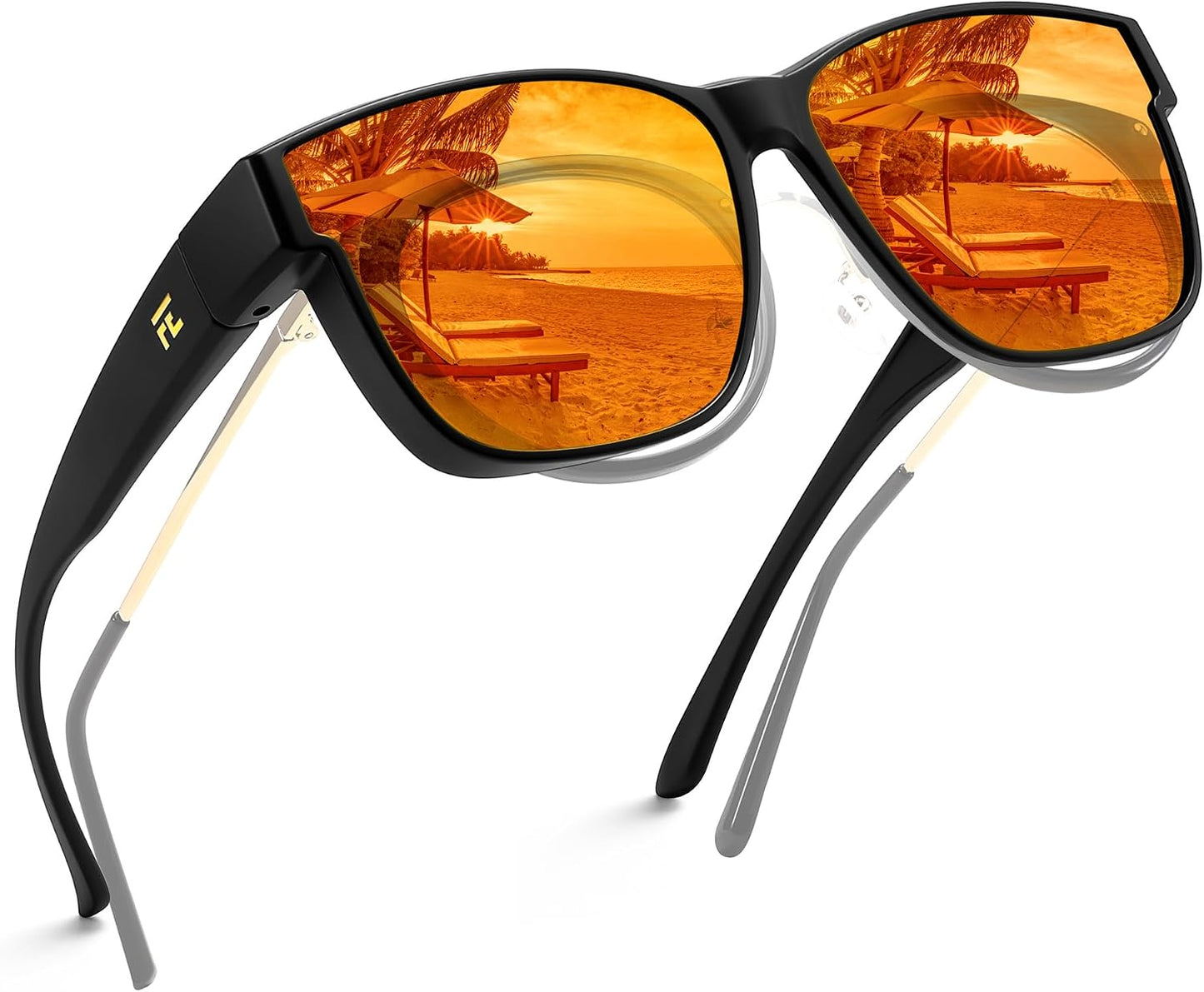 Matte Black Frame - Red Lens / 60 Millimeters | B0DK2X62KC | FEISEDY Polarized Sunglasses Fit Over Glasses Women, Fit over Glasses Sunglasses for Driving UV400 Protection B0250