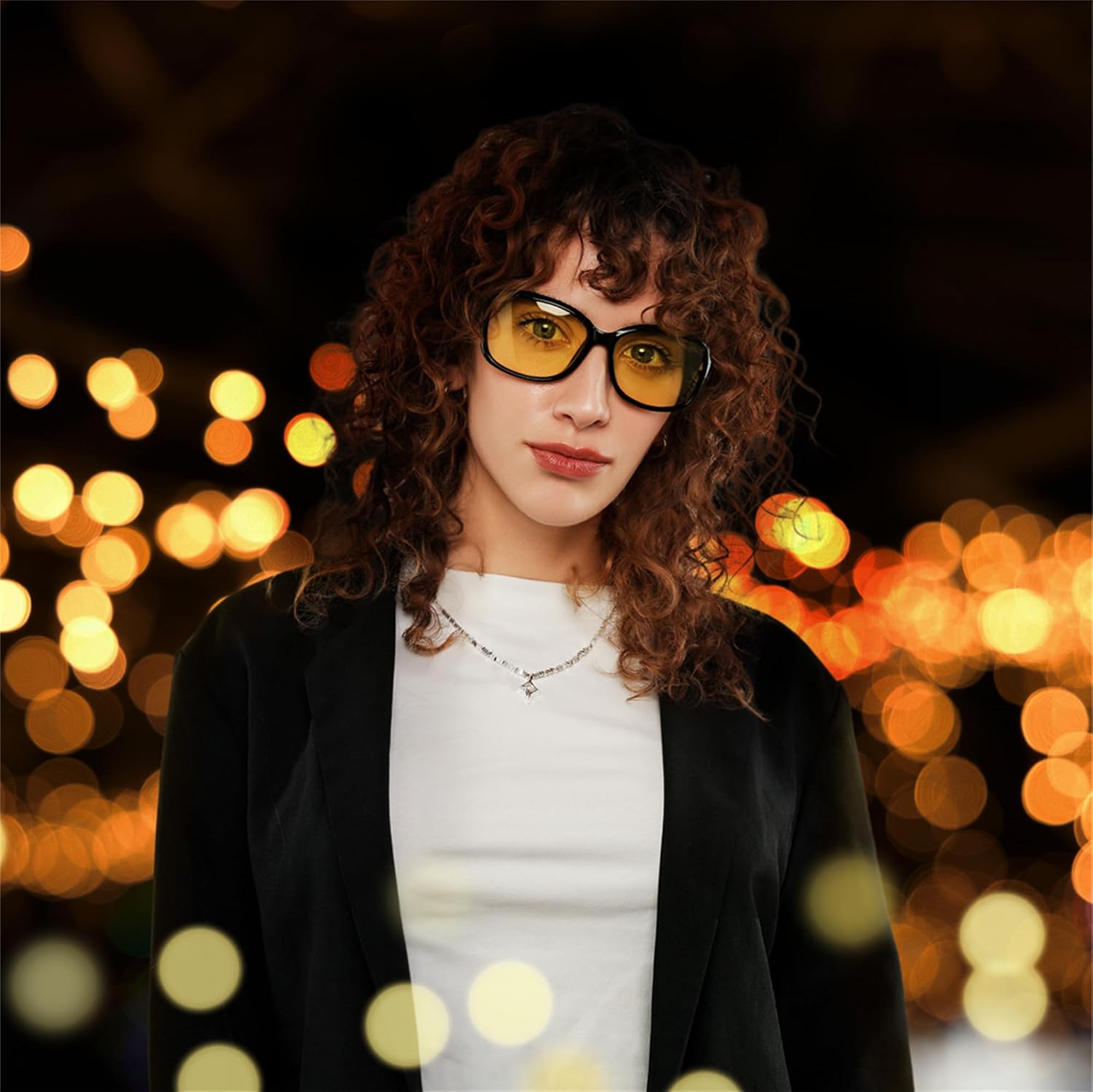 商品图片 8 | B081YY5RM3 | FEISEDY Classic Womens Night Glasses Driving Anti Glare Wrap Around Yellow Sunglasses B2548