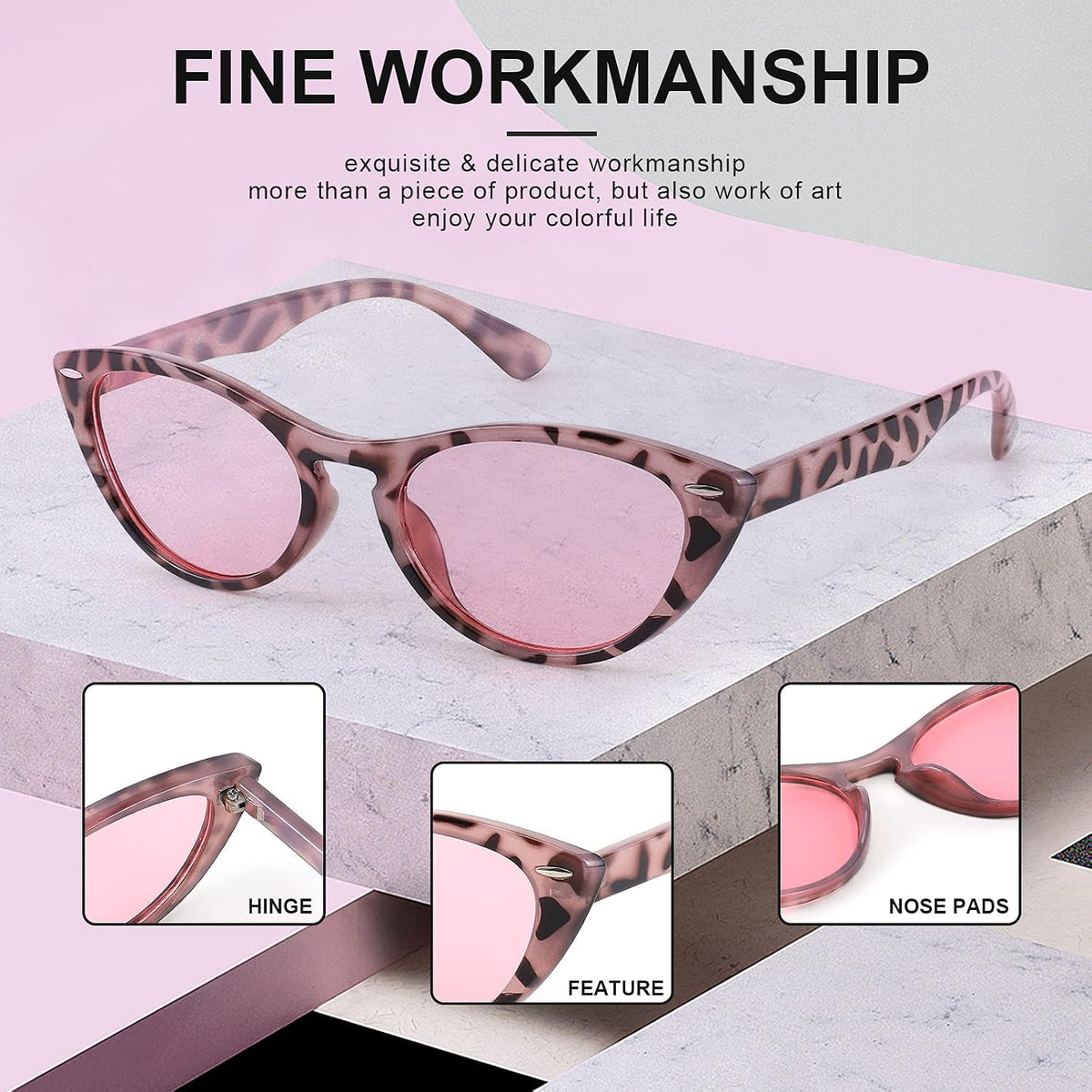 ÉÌƷͼƬ 18 | B08B8G5GR9 | FEISEDY Retro Cat Eye Sunglasses Women Men Vintage Small Cateye UV400 Sunglasses B2617