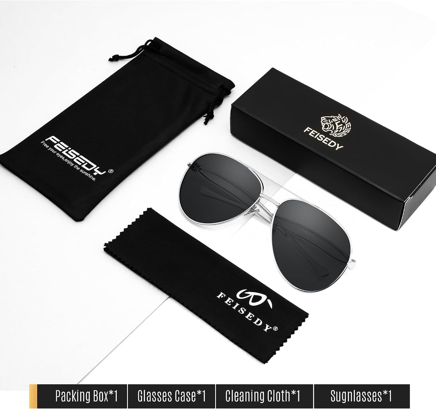 商品图片 28 | B0FKML2SSC | FEISEDY Oversized Aviator Sunglasses Women Men - Retro Gold Metal Chunky Frame, UV400 for Driving & Daily Wear B0311