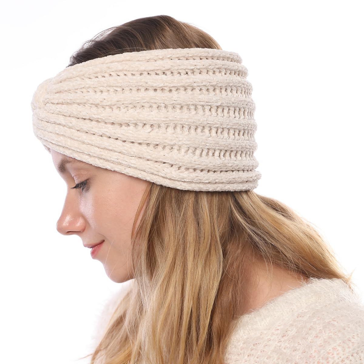 商品图片 4 | B0G2RFKL4V | Thick Knit Headbands for Women Girls Winter Ear Warmer Fashionable Warm Crochet Head Wraps With Crossover Design