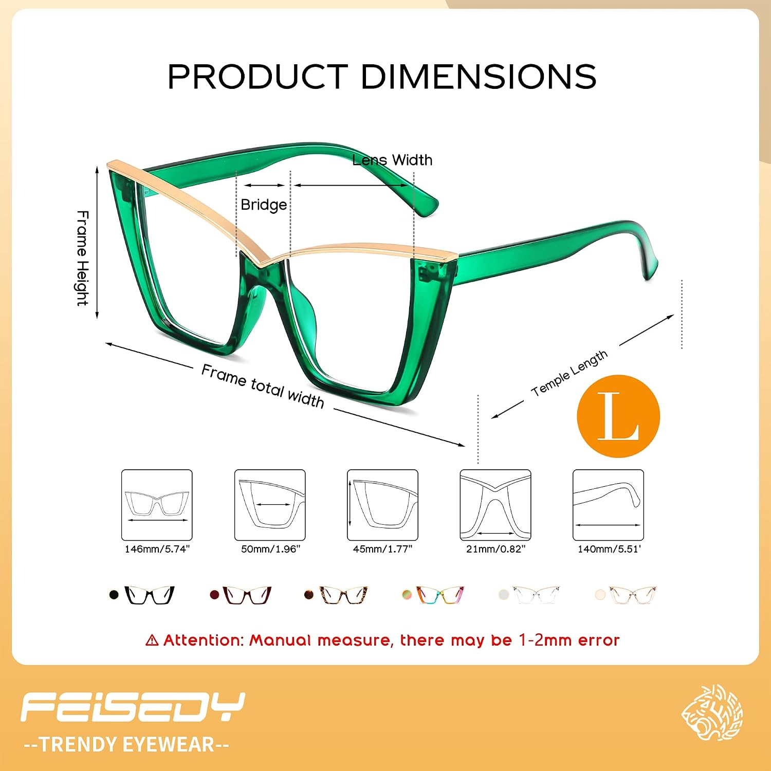 商品图片 65 | B0DGX4KTLX | FEISEDY Fashion Cat Eye Blue Light Blocking Glasses for Women Fake Retro Eyeglasses Oversized Stylish Eyewear Frame B0240