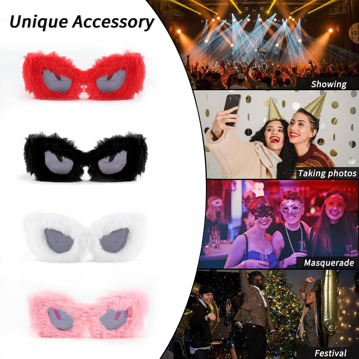 ÉÌƷͼƬ 8 | B09PN9V5N6 | FEISEDY Sunglasses Women Plush Fuzzy Soft Velvet Party Masquerade B2877