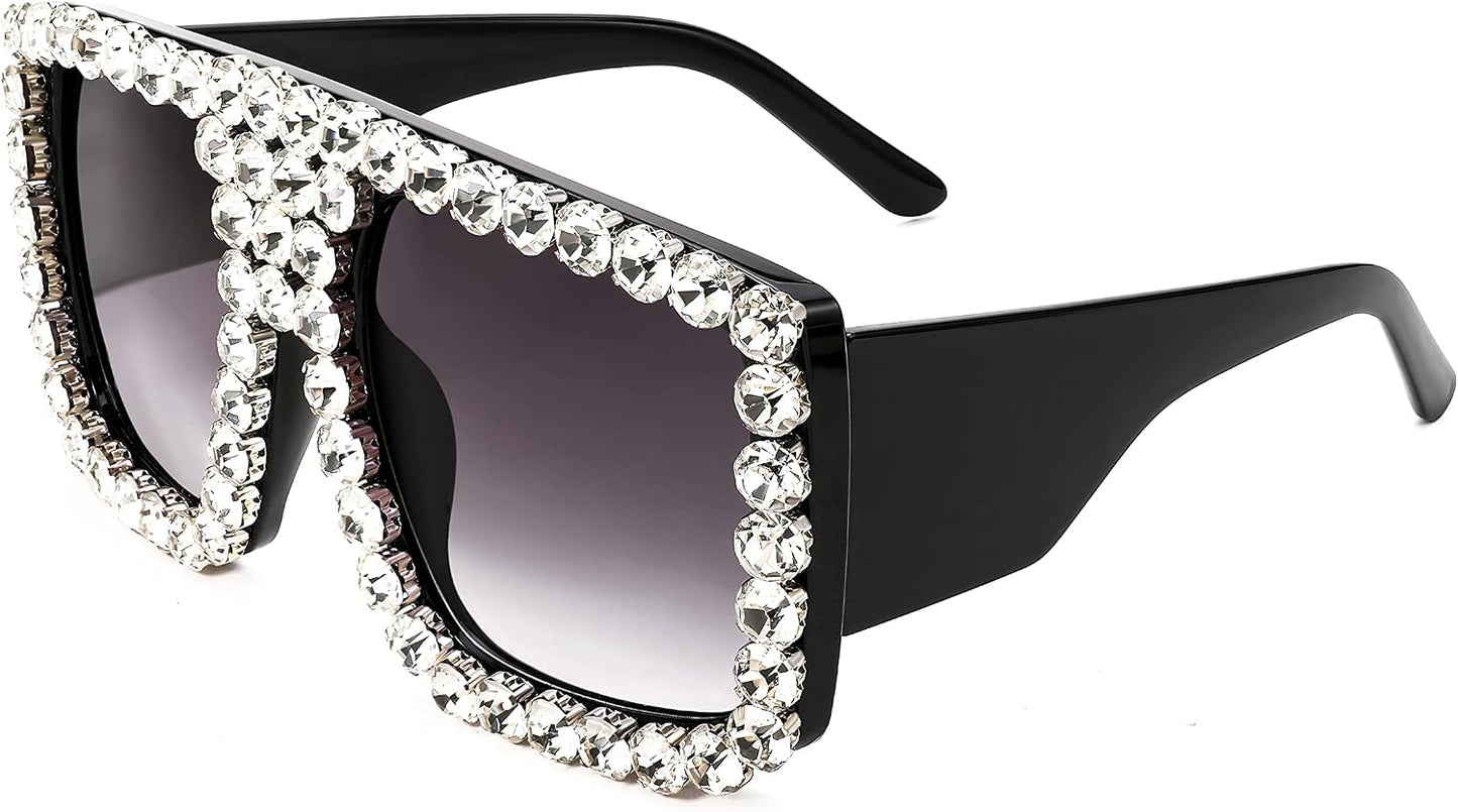 商品图片 16 | B09YHJ846J | FEISEDY Square Diamond Sunglasses for Women Retro Fashion Shiny Rhinestone Sun Glasses B2916
