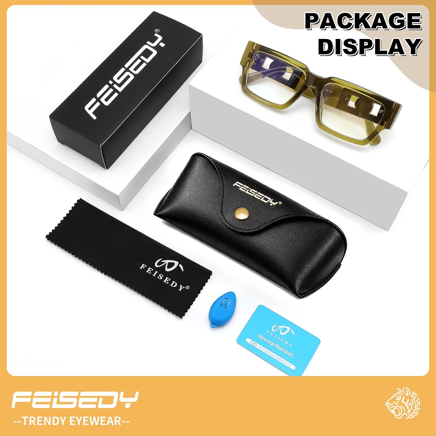 商品图片 22 | B0GQZ4LZK8 | FEISEDY Retro Trendy Rectangle Blue Light Glasses for Women Men B0365