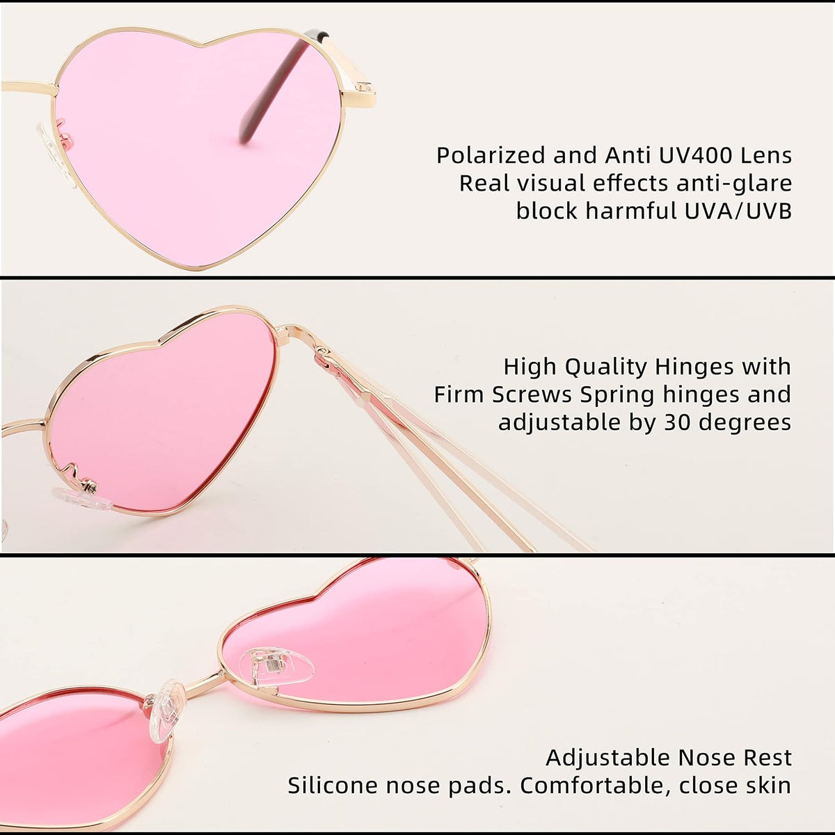 ÉÌƷͼƬ 61 | B0BP6HX1R6 | FEISEDY Polarized Heart Sunglasses Women Men Metal Frame Cute Lovely Glasses UV400 Protection B2375
