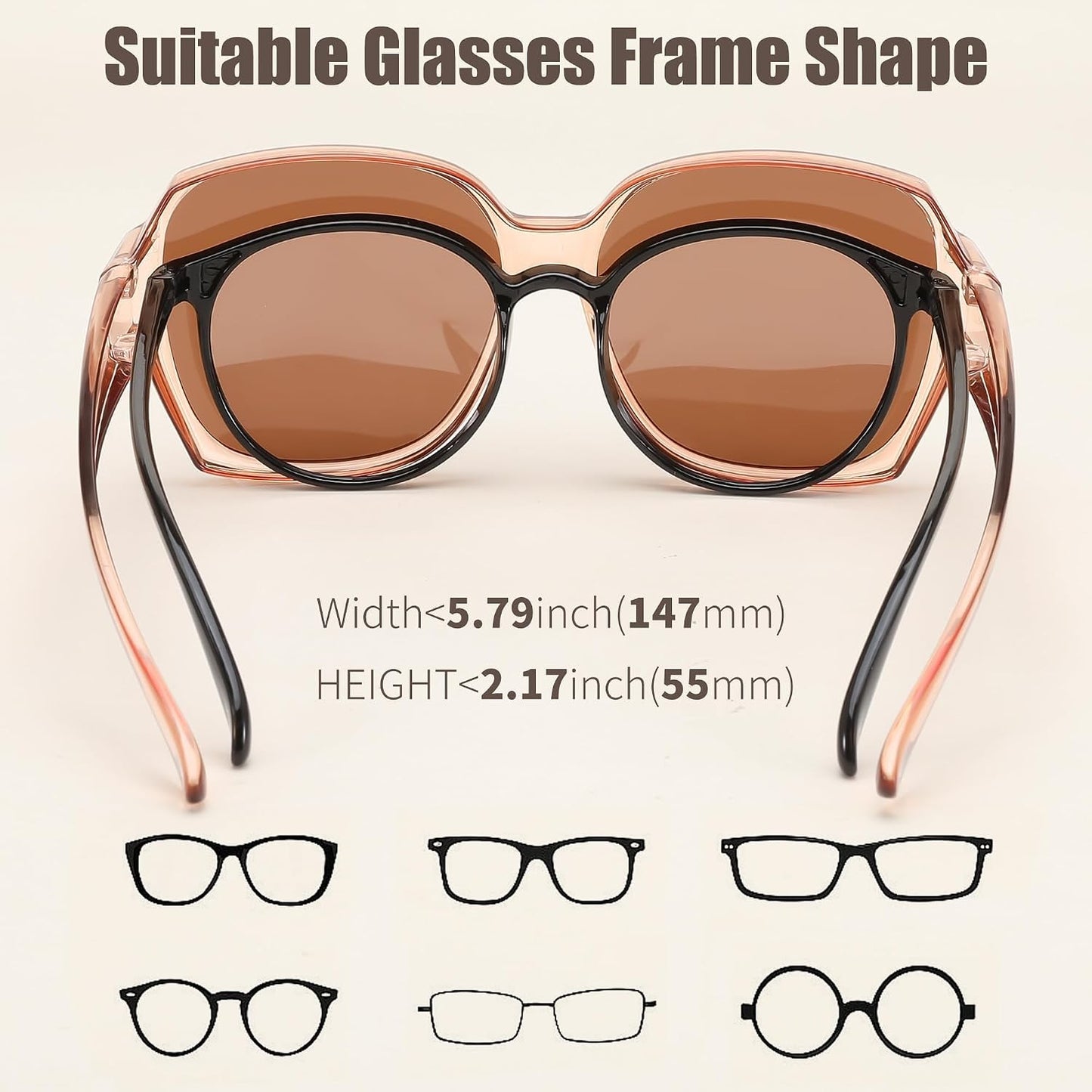 商品图片 19 | B0CPJ88KXS | FEISEDY Fit Over Glasses Sunglasses Polarized for Women Sunglasses Over Prescription Glasses Oversized UV Protection B1114