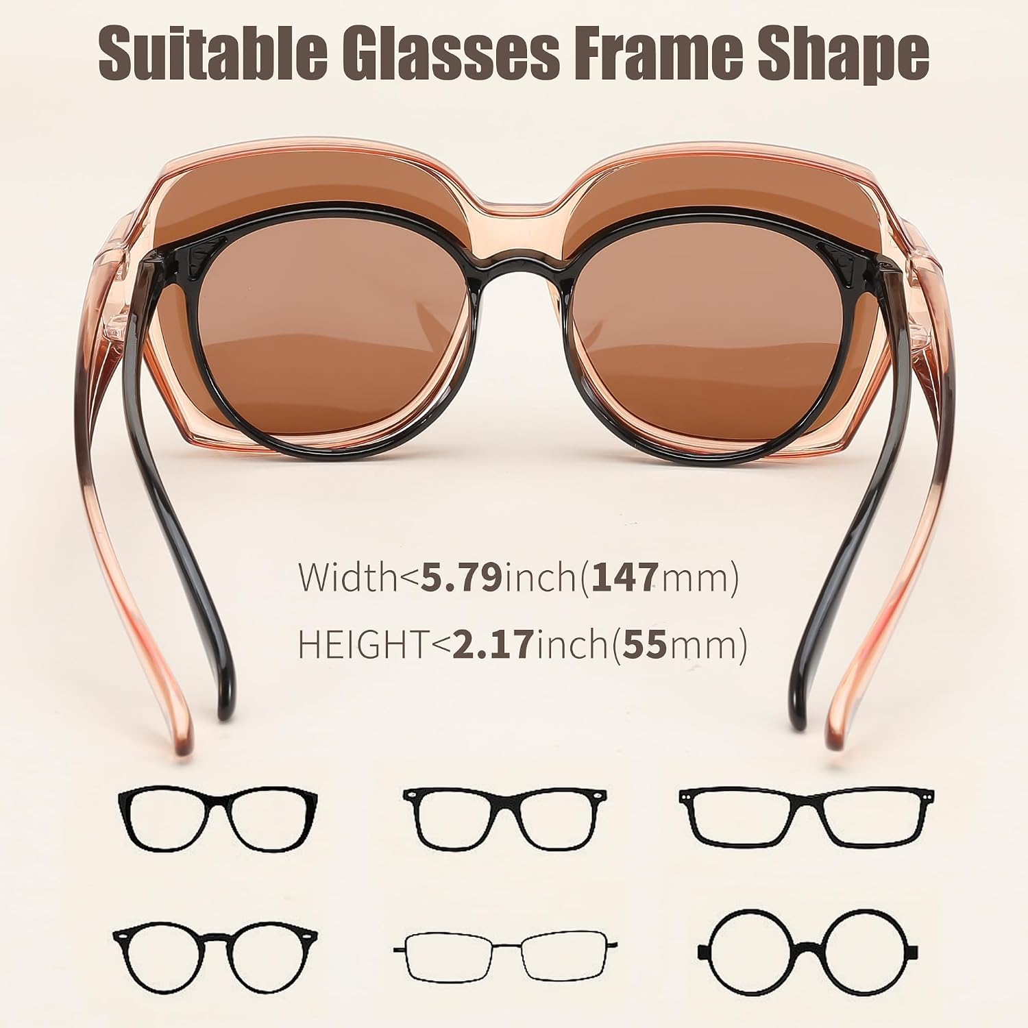 商品图片 19 | B0CPJ88KXS | FEISEDY Fit Over Glasses Sunglasses Polarized for Women Sunglasses Over Prescription Glasses Oversized UV Protection B1114