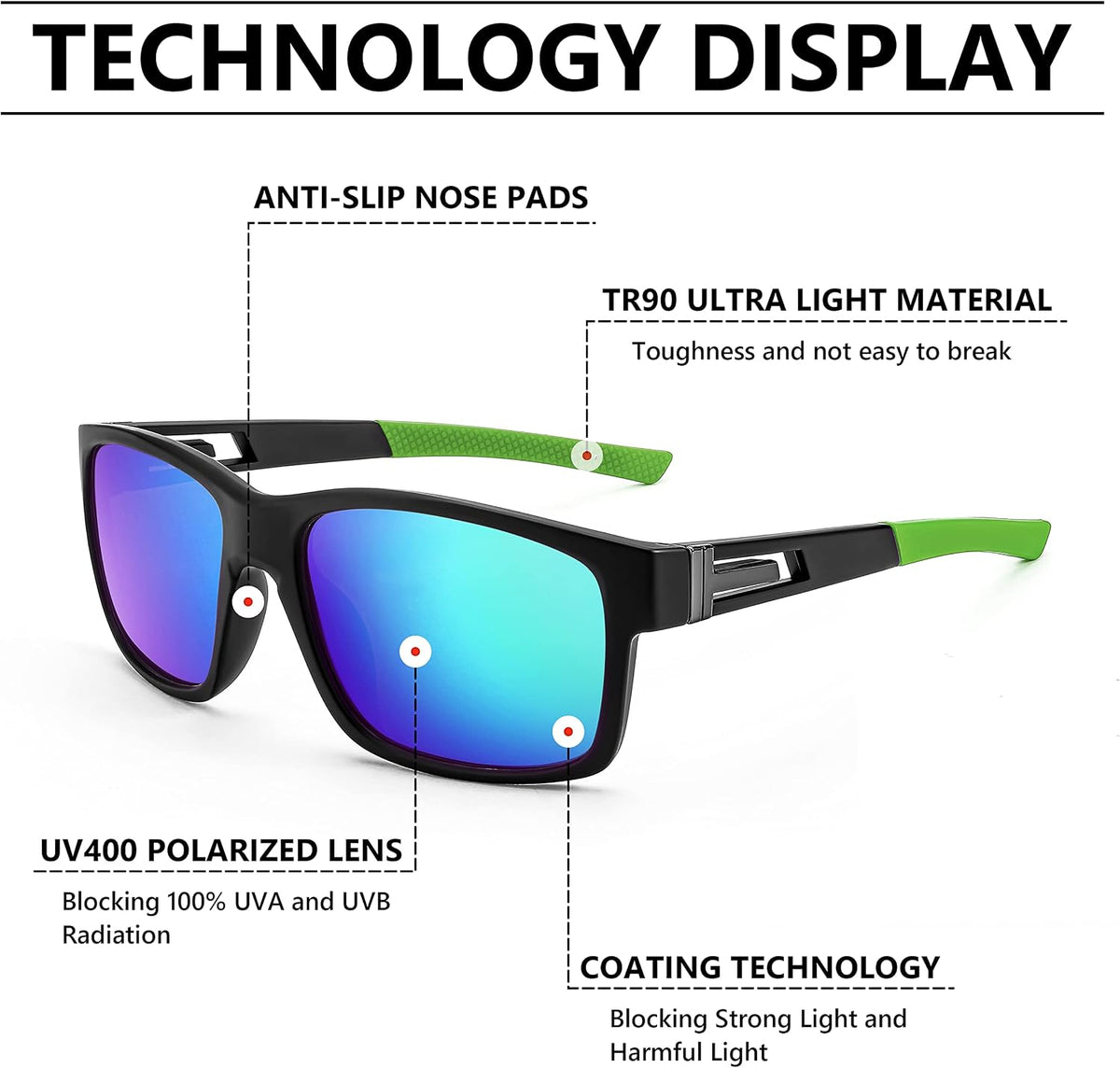 ÉÌƷͼƬ 5 | B0B2RDWVNL | FEISEDY Polarized Sunglasses Men Women Driving Cycling Running Golf Sports Glasses Lightweight TR90 Frame B2915