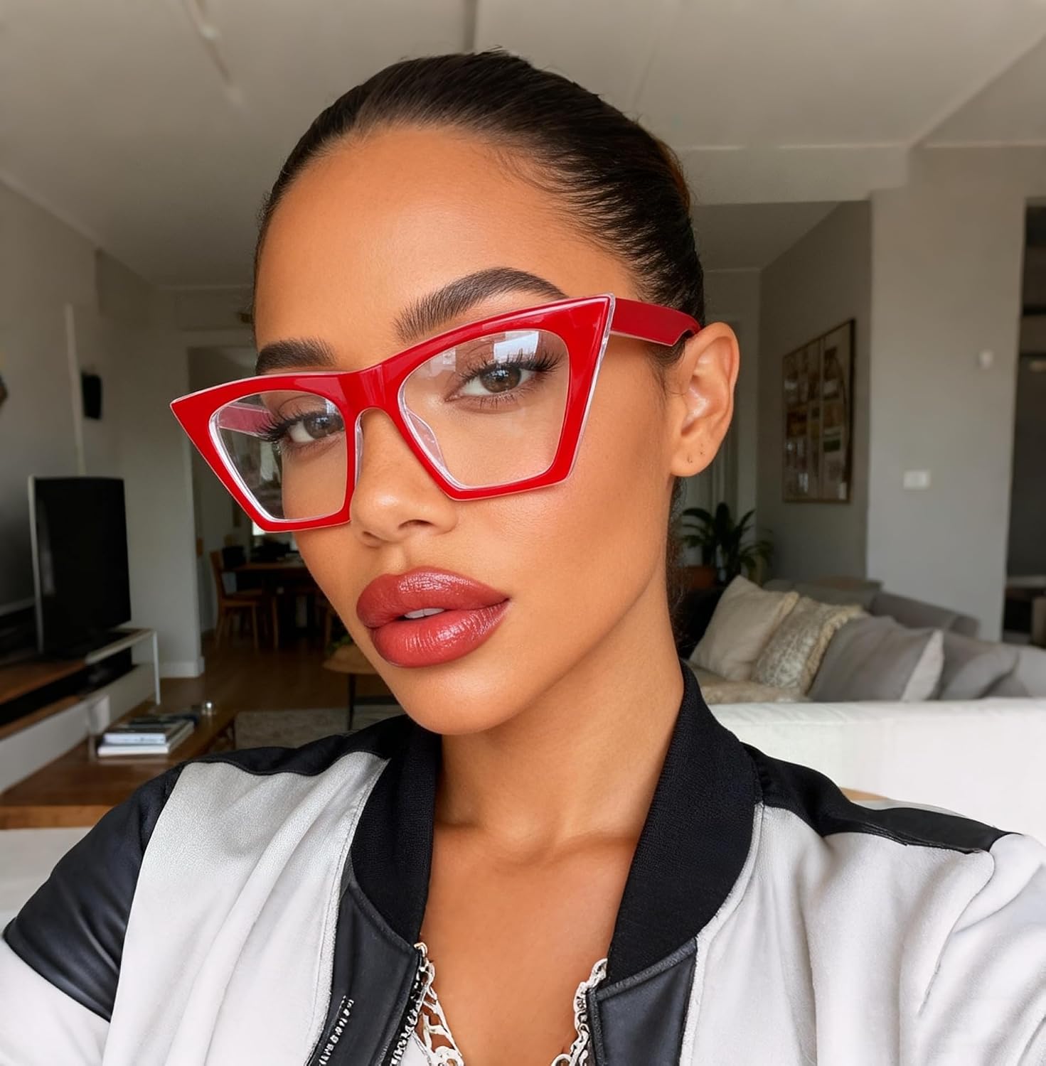 商品图片 2 | B08VNQPH3Y | FEISEDY Square Cat Eye Reading Glasses Blue Light Blocking Women Fashion Cateye Reader Anti Glare Digital Eyestrain B2604