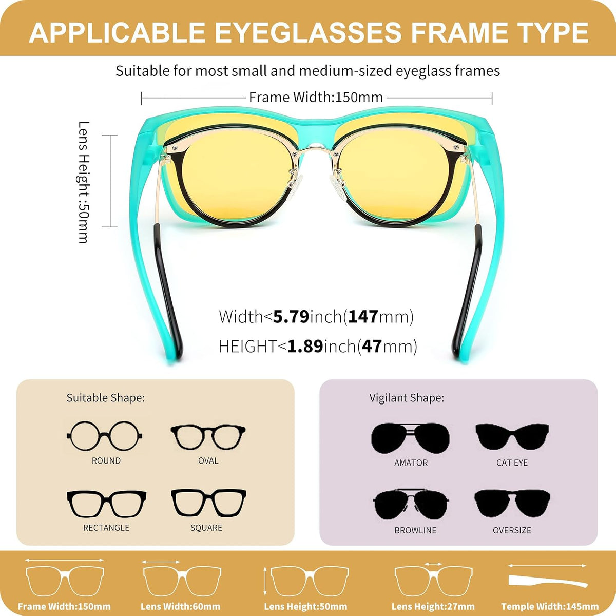 ÉÌƷͼƬ 11 | B0DJS7NVNT | FEISEDY Night Vision Driving Glasses Anti Glare Fit Over Glasses for Men Women Polarized Nighttime B0250