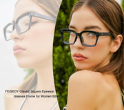 ÉÌƷͼƬ 35 | B082SGFPVF | FEISEDY Glasses Frame Womens, Square Thick Eyeglasses Frame, Classic Eyewear for Men B2461