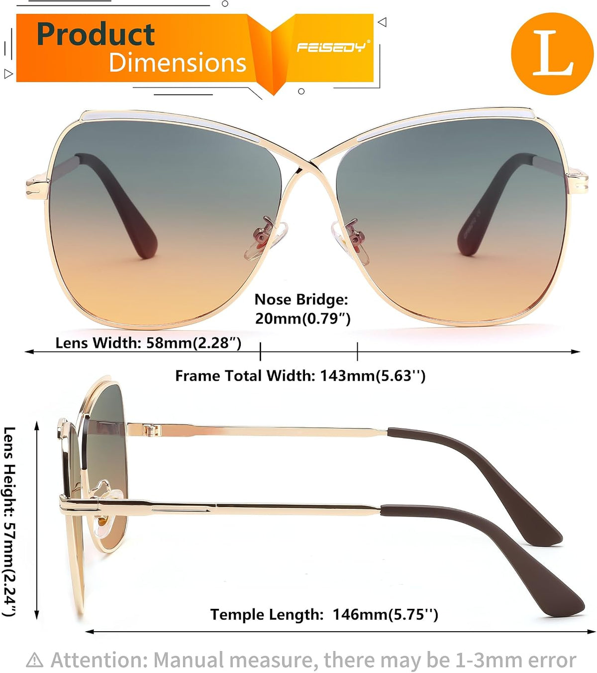 ÉÌƷͼƬ 34 | B08SJ7XN69 | FEISEDY Womens Cute Sunglasses Oversized Butterfly X Shape Design Cateye Lady Sunglasses B2738