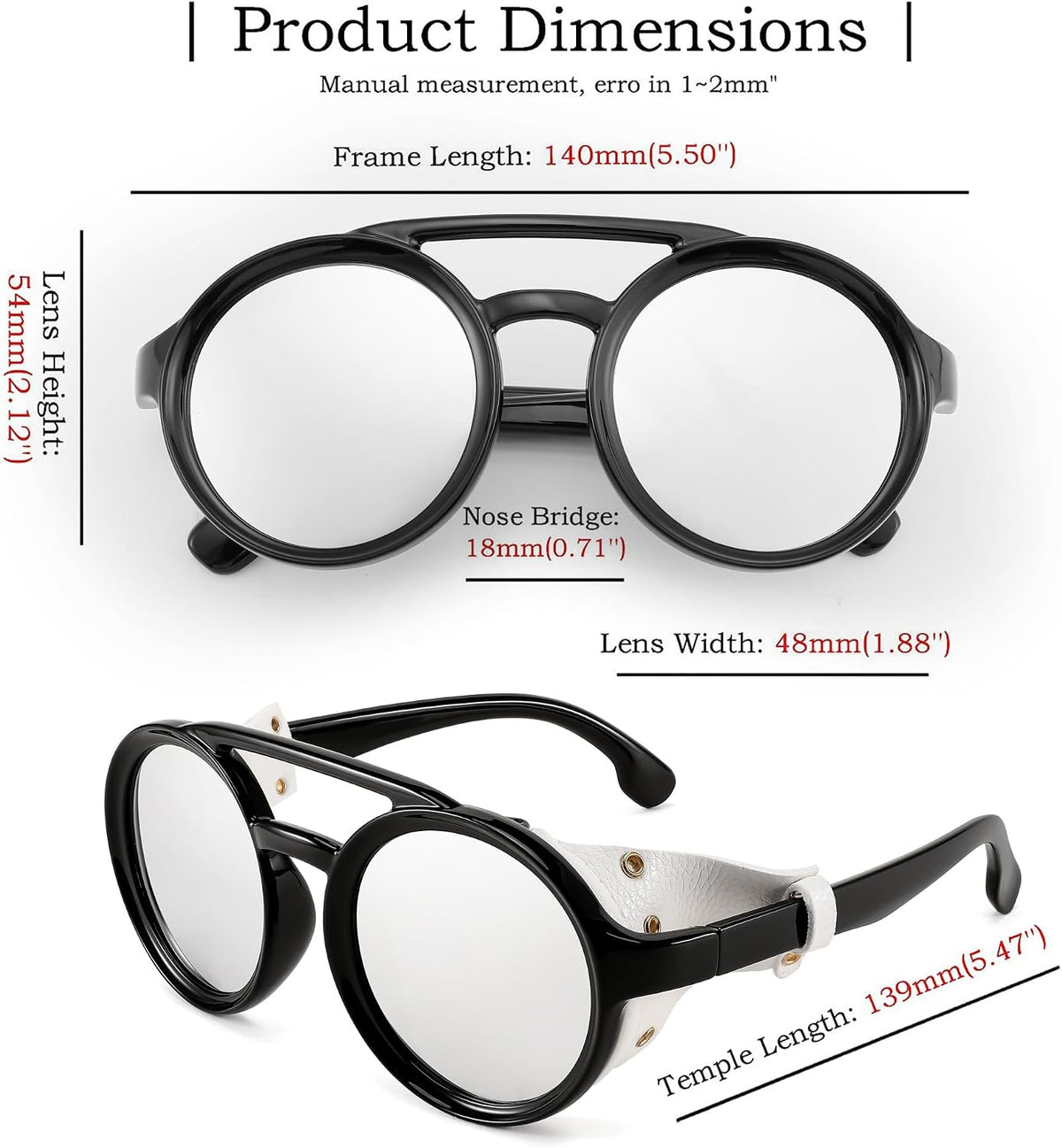 ÉÌƷͼƬ 16 | B09WN3J4YZ | FEISEDY Retro Round Steampunk Sunglasses Women Men Leatherwear B2532