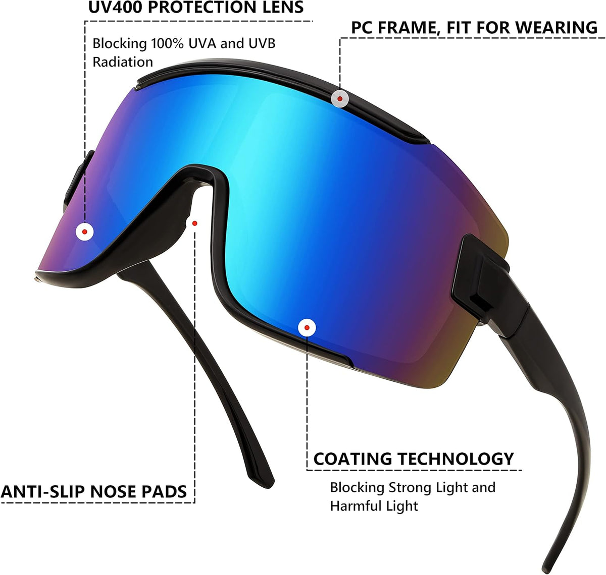 ÉÌƷͼƬ 6 | B0B45K1FS2 | FEISEDY Cycling Glasses Men Women Sport Sunglasses 80s ski Goggles Driving Fishing Biking Sunglasses UV Protection B2944