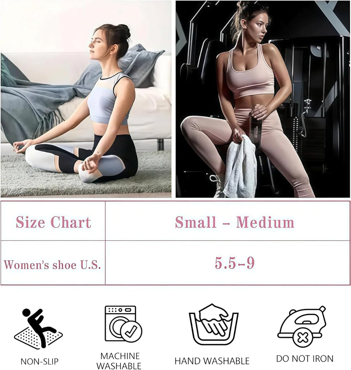 商品图片 7 | B0FSKJ7NF1 | 4 Pairs Pilates Socks for Women, Grip Socks with Non-Slip Dots for Yoga, Barefoot, Workout