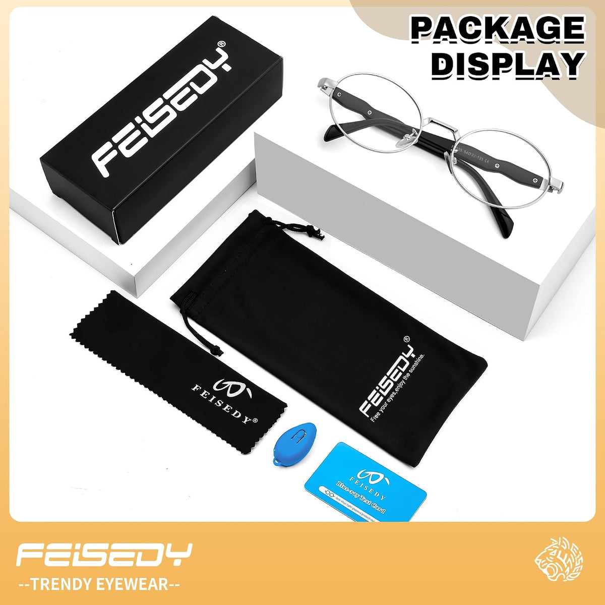 ÉÌƷͼƬ 13 | B0FN7QDKSP | FEISEDY Retro Oval Blue Light Glasses for Women Men, Vintage Trendy Classic Eyeglasses B0325