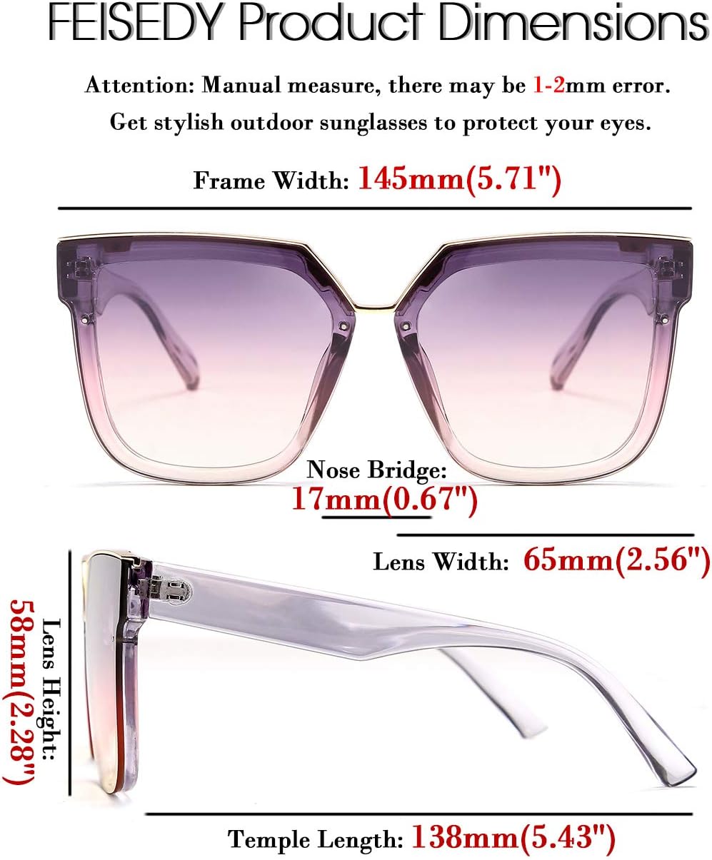 商品图片 5 | B087725Y1W | FEISEDY Fashion Women Men Sunglasses Square Frame Metal Shape Nesting Lenses B2595