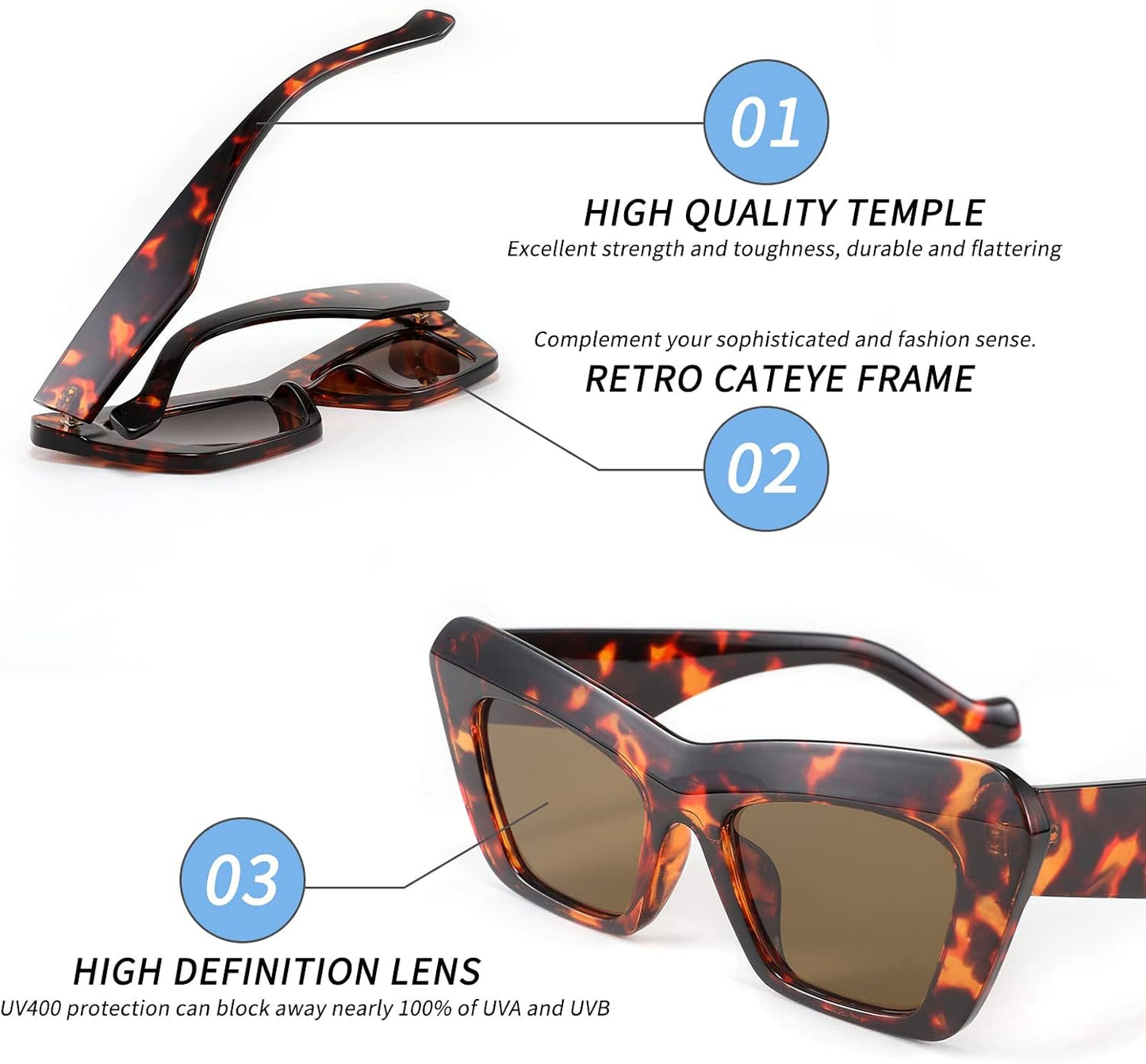 商品图片 26 | B09TFBWQ5G | FEISEDY Retro Square Cat Eye Sunglasses Jelly Colored Women Men 90s B2902