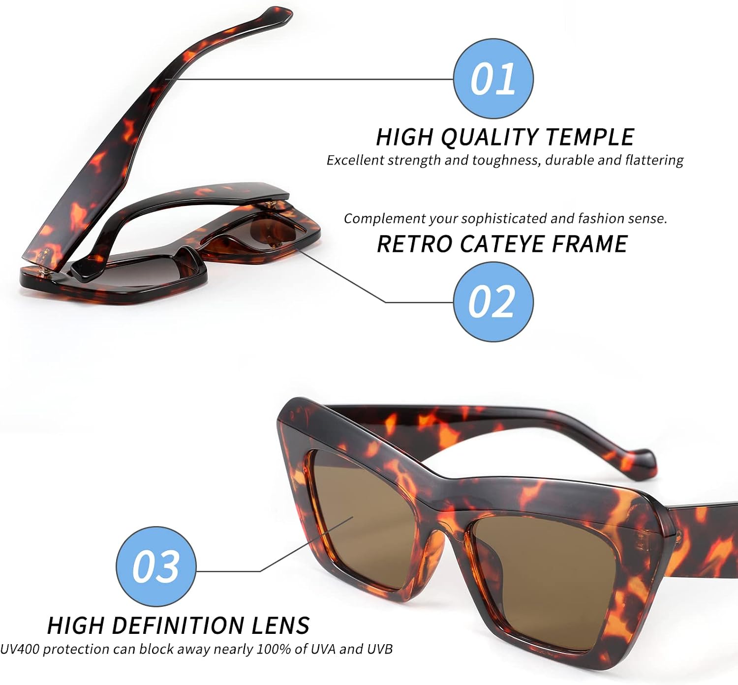 商品图片 26 | B09TFBWQ5G | FEISEDY Retro Square Cat Eye Sunglasses Jelly Colored Women Men 90s B2902