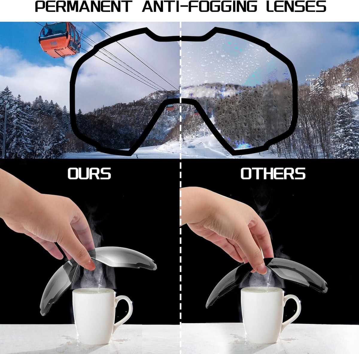 商品图片 20 | B0GHRB6WCQ | FEISEDY Ski Goggles, OTG Snow Sport Goggles for Adult Youth, Anti-Fog UV400 Protection Bendable Dual-Lenses B2961