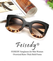 ÉÌƷͼƬ 18 | B083TZVTXV | FEISEDY Retro Oversized Square Horn Sunglasses Semi Cat Eye Butterfly Glass Big Thick Bold Frame B2572