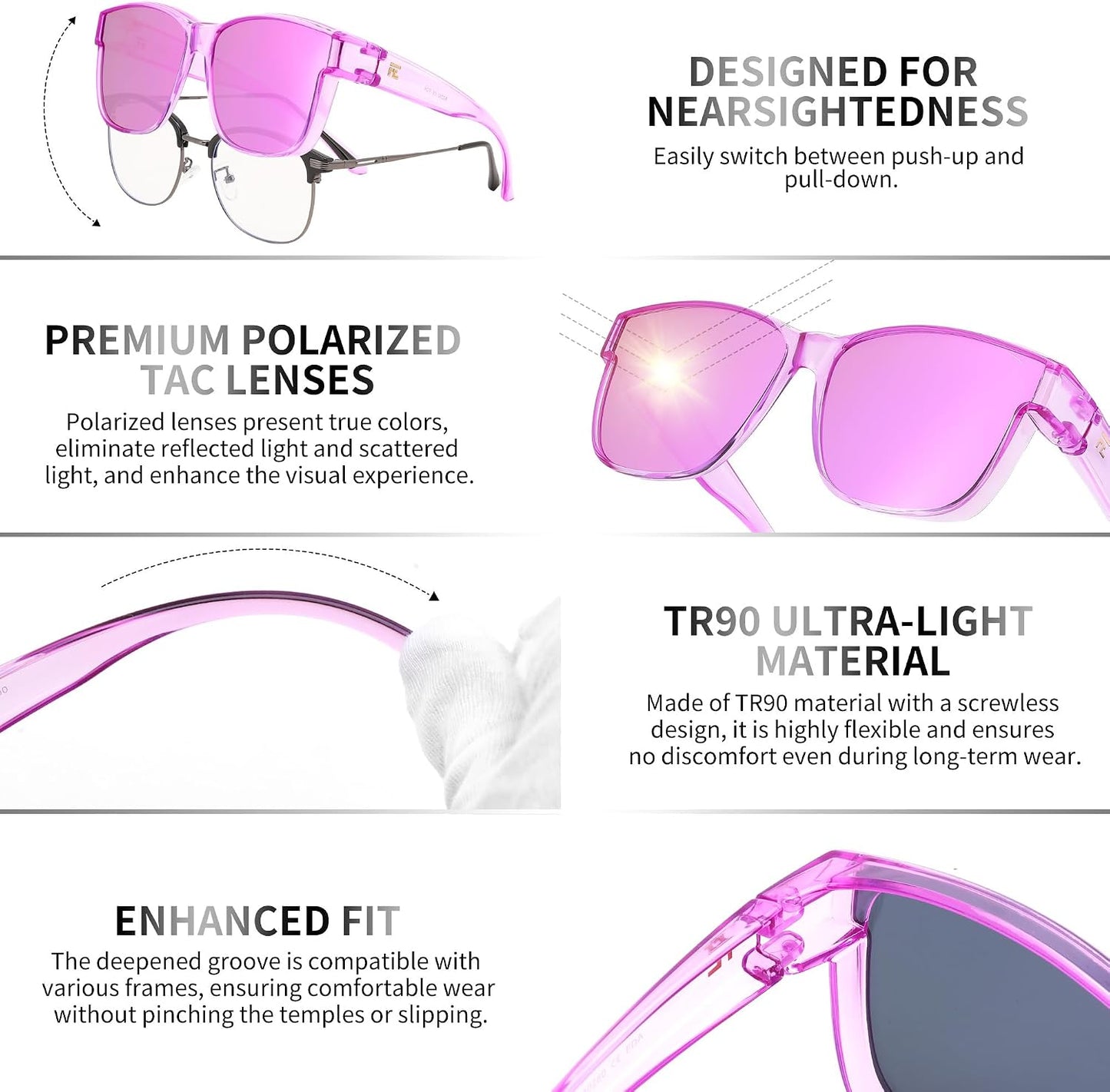 商品图片 38 | B0GQH1CMTJ | FEISEDY Fit Over Glasses Polarized Sunglasses Oversized Square UV400 B0250
