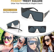 ÉÌƷͼƬ 5 | B093DFHTBC | FEISEDY Oversized Square Sunglasses for Women Men Flat Top Shield Sunglasses One Piece Frameless Shades B2767