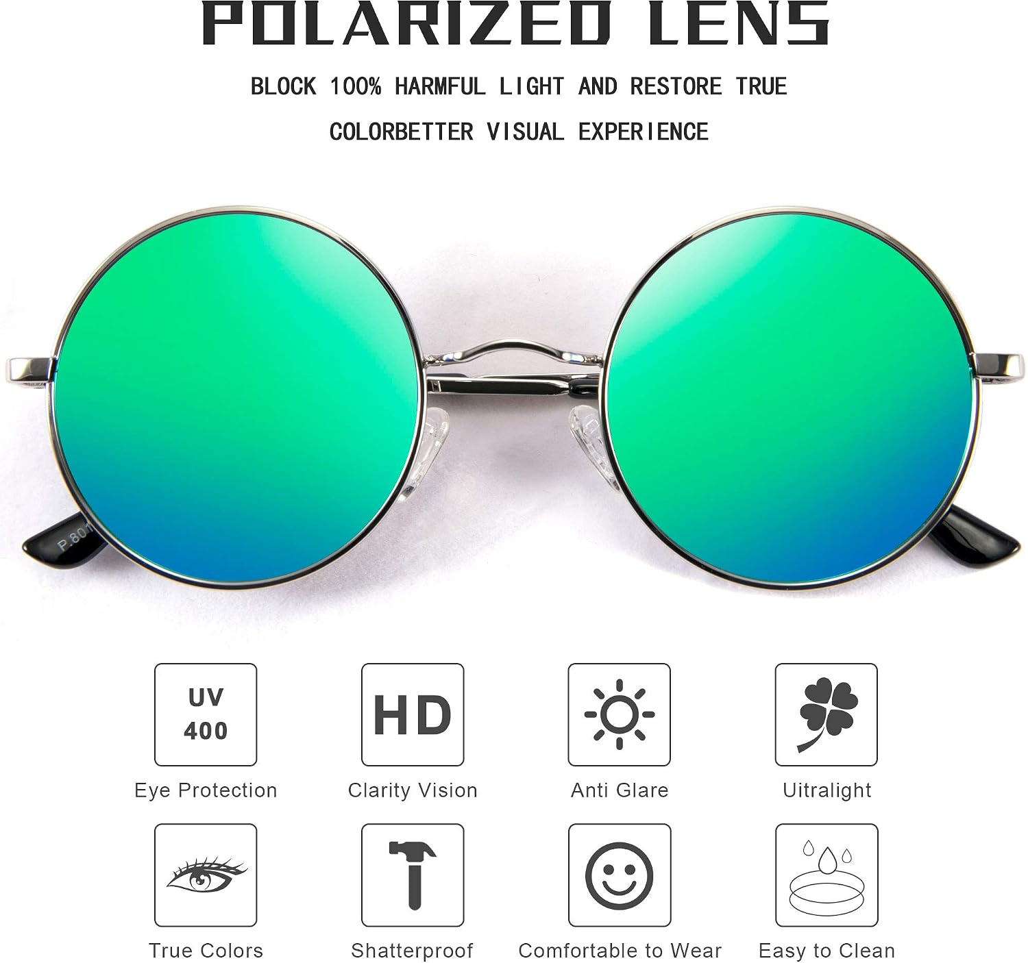 商品图片 5 | B08HRQJKLS | FEISEDY Steampunk Sunglasses Retro Round Polarized Women Men Metal Glasses B2528