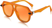 Orange / 53 Millimeters | B0CDGKK7D4 | FEISEDY Vintage 70s Aviator Sunglasses Men Women Classic Retro Trendy Large Frame UV400 Sun Glasses B0030
