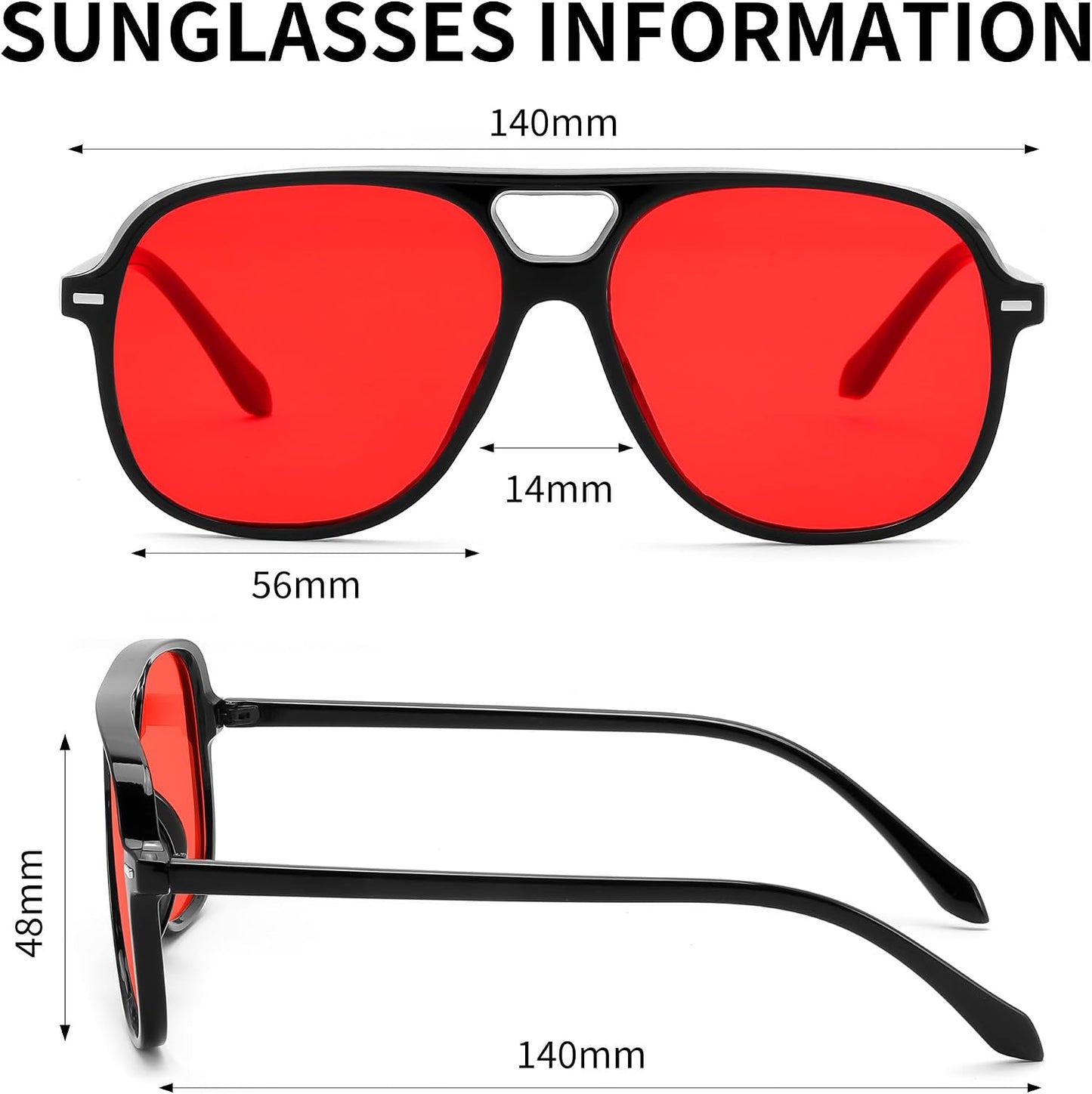 商品图片 12 | B0H1WCGC42 | FEISEDY Retro Square Aviator Sunglasses Women Men Double Bridge B0443