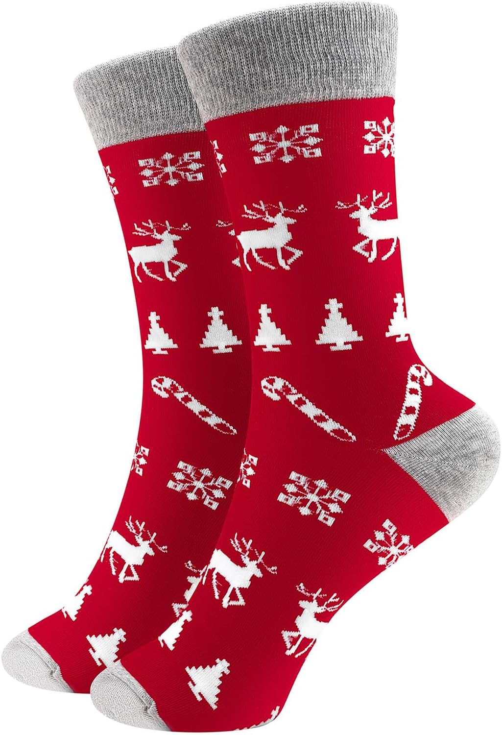 Red + White | B0FPL72367 | Funny Socks for Women Men Christmas Socks Fuzzy Cozy Novelty Dress Socks Festive Crew Socks Size 7.5-12